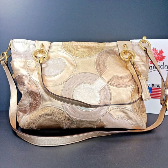 Authenticated Coach Purse Handbag Shoulder M0993-14833 Inlaid Art 09 Vintage CN - Picture 3 of 16